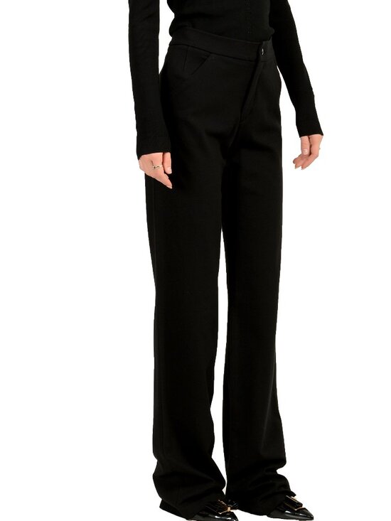 Versace Jeans Couture Women's Black Flat Front Straight Leg Pants US 26 IT 40 - Picture 2 of 4